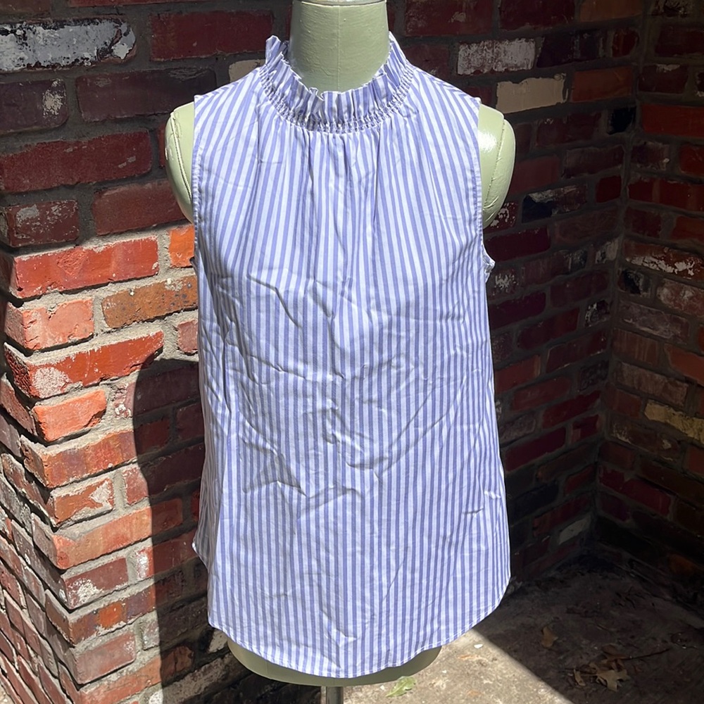 Banana Republic High Ruffle Neck Striped Blouse size S